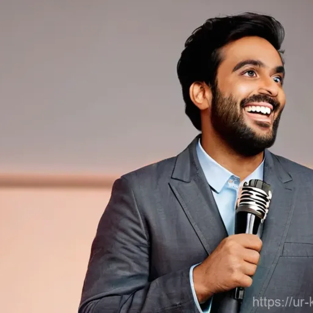 최효종 풍자 개그의 의미 - **Prompt 1: The Reflective Comedian**
"A male comedian in his late 30s, of South Asian descent, ...